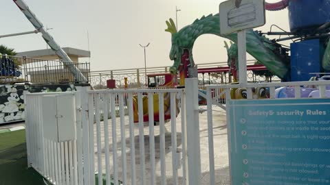 Amusement Park Dragon Carousel Outdoor Footage