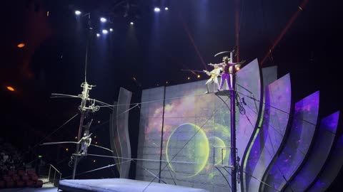 Circus Performers on High Wire Live Stage Show