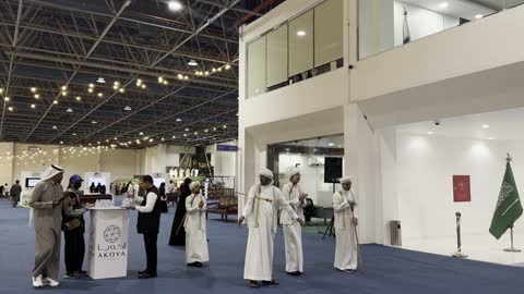 Saudi Men Traditional Dance Exhibition Hall Video