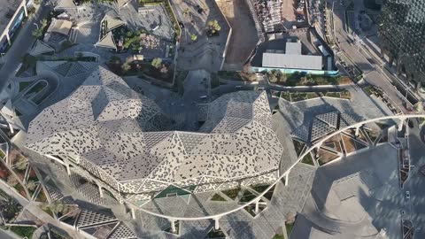 Modern Geometric Building Riyadh Aerial Drone Footage