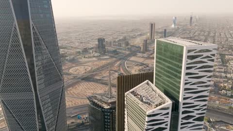 King Abdullah Financial District Riyadh Aerial Drone Footage
