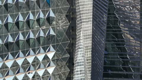 Modern Glass Skyscraper Facade Panning Video