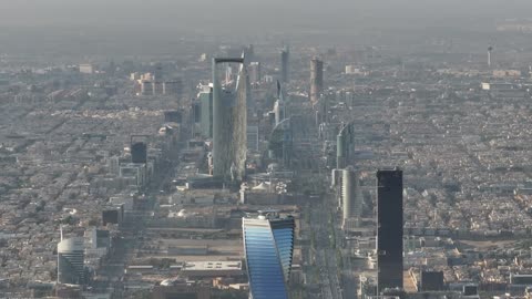 Riyadh Saudi Arabia Skyline King Fahd Road Aerial Drone