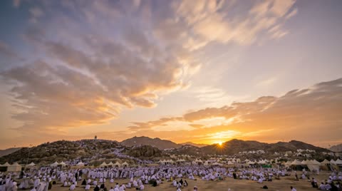 Mount Arafat Makkah Hajj Pilgrims Sunset Timelapse
