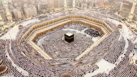 Kaaba Makkah Grand Mosque Aerial Timelapse