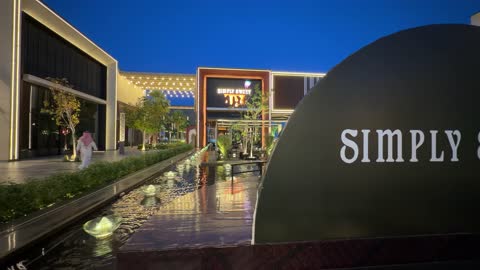 Modern Outdoor Shopping Plaza Saudi Arabia Night Footage