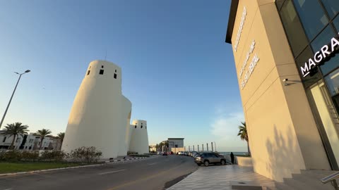 Traditional Watchtowers and Urban Traffic Saudi Arabia