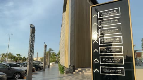Directional Sign Commercial Area Daylight Footage