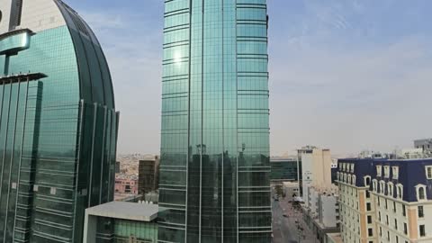 Riyadh Saudi Arabia Skyline King Fahd Road Drone Footage