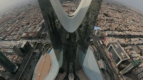 Kingdom Centre Riyadh Saudi Arabia Aerial Drone Footage