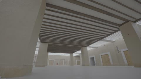 لقطة تتبع داخلية لهندسة معمارية تقليدية حديثة