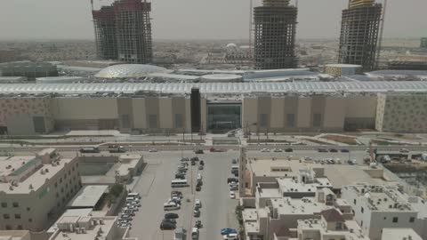 Modern Shopping Mall Construction Aerial Drone Footage