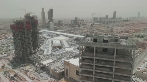 Riyadh Saudi Arabia Skyscraper Construction Aerial View