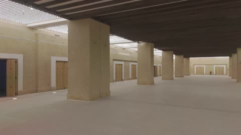 Modern Najdi Architecture Hall Interior Tracking Video