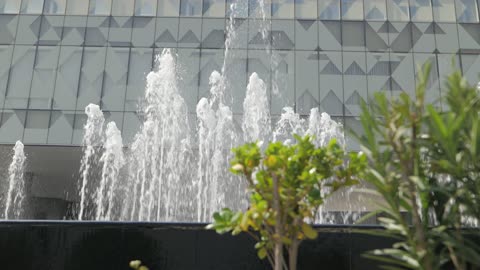 Modern Water Fountain Urban Daytime Video Footage