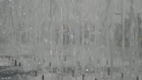 Water Fountain Jets Spraying in Outdoor Urban Plaza