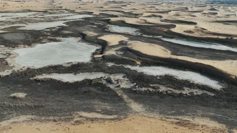 Desert Wetland Aerial Drone Video Footage
