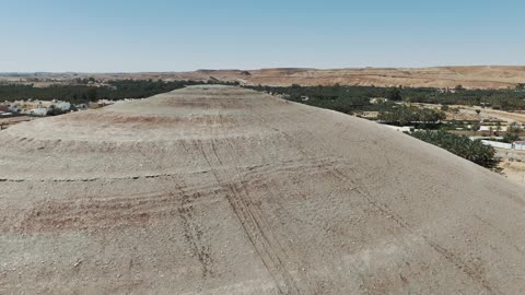 Desert Mound and Palm Oasis Aerial Drone Video Footage