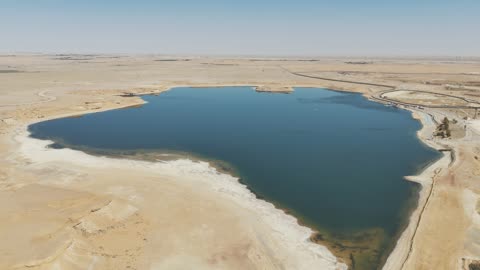 Desert Lake Aerial Drone Landscape Footage