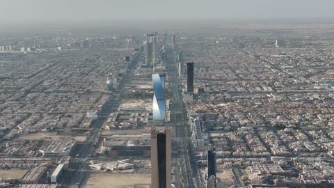 Riyadh Skyline King Fahd Road Aerial Drone Footage