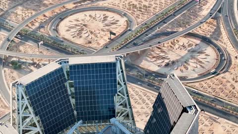 Riyadh Highway Interchange Aerial Drone Footage
