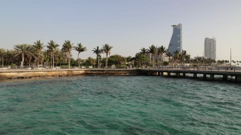 واجهة جدة البحرية وأفق البحر الأحمر لقطات فيديو