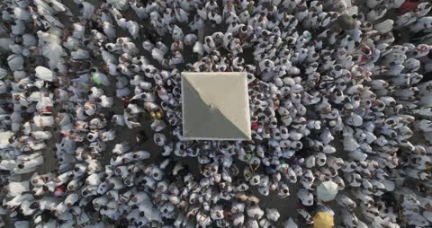 Mount Arafat Hajj Pilgrims Aerial Top-Down Footage
