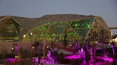 Modern Glass Building Architecture Night Riyadh Saudi Arabia