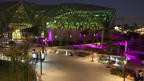 Modern Riyadh Building Public Square at Night