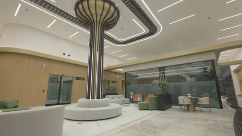 Modern Airport Lounge Interior Design Footage
