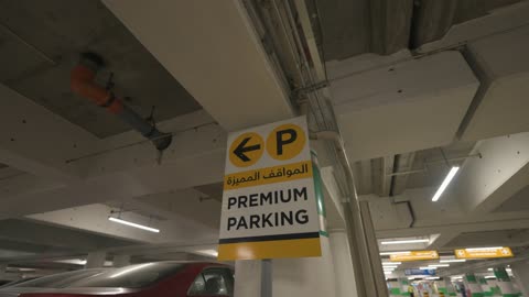 Premium Parking Directional Sign in Indoor Garage