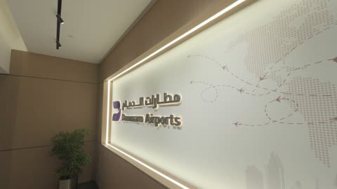 Dammam Airports Office Interior Lobby Branding Footage