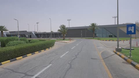 Al-Qassim International Airport Entrance Road Moving Shot