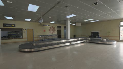 Empty Airport Baggage Claim Area Interior Footage