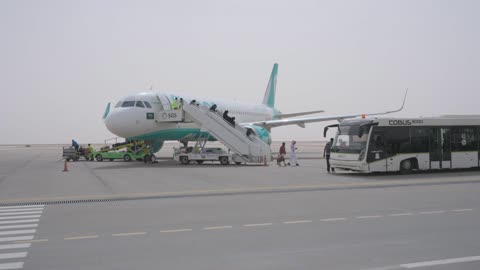 Flynas Airplane Boarding on Saudi Airport Tarmac