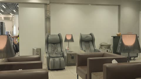 Airport Lounge Interior with Massage Chairs