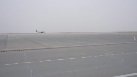 Commercial Airplane on Airport Runway Static Footage