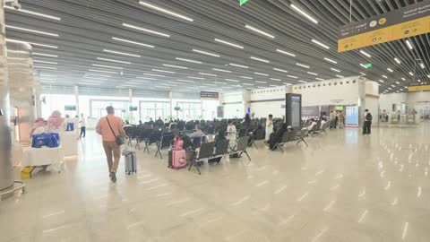 Saudi Arabian Airport Passenger Departure Lounge Video