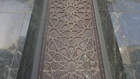 Islamic Geometric Carved Door Marble Tracking Footage
