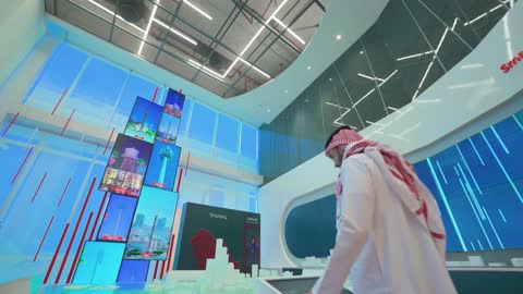 Saudi Man Smart City Technology Exhibition Footage