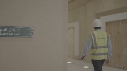 Construction Engineer Walking in Dates Market Corridor