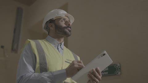 Arab Engineer Site Inspection with Digital Tablet