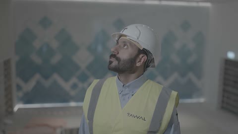 Saudi Construction Engineer Looking Up Indoor Video