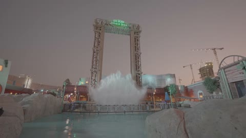 Amusement Park Water Ride Splash Evening Footage