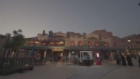Theme Park Outdoor Evening Pedestrian Footage