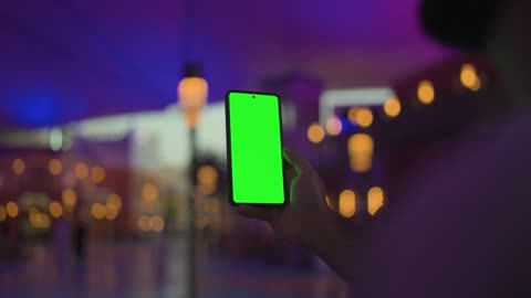 Smartphone Green Screen Night Urban Bokeh Footage