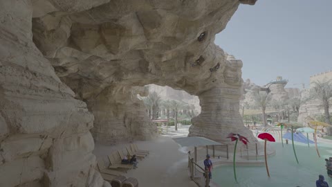 Water Park Artificial Rock Pool Wide Shot