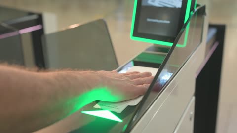 Traveler Airport Gate Scanning Boarding Pass Video