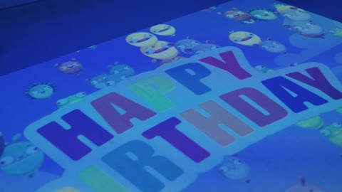 Happy Birthday Graphic Projection with Cartoon Balloons