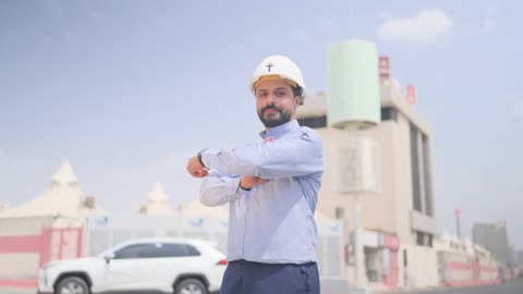 Saudi Engineer in Safety Gear Outdoor Portrait